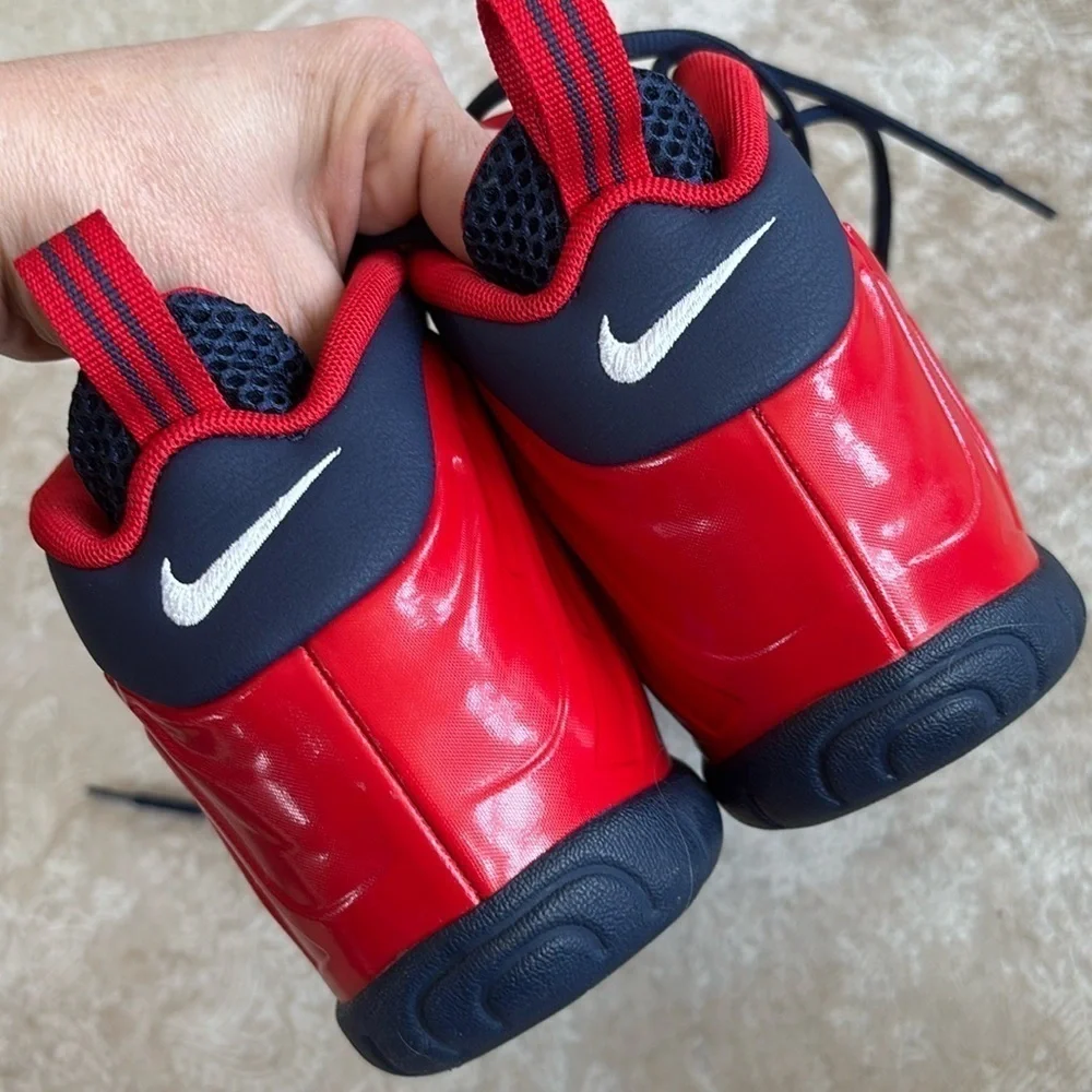 Nike Air Foamposite Little Posite Pro University Red Blue Lace Up Sneakers Shiny